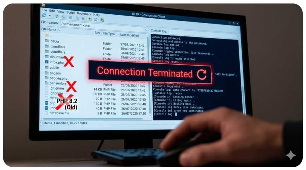 접속 끊긴 대화창, gabia wordpress php 8.3 미지원