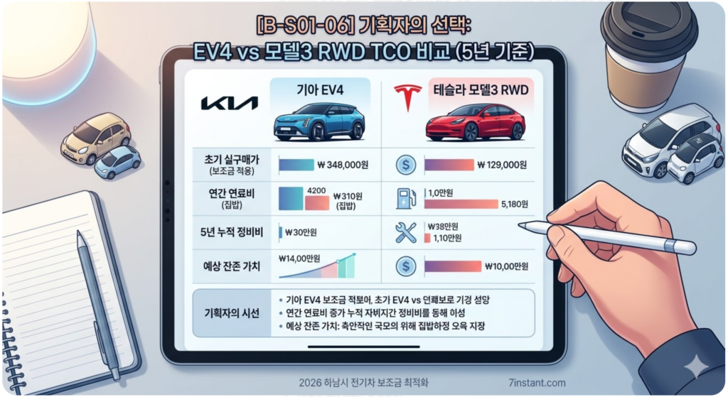 데이터로 본 TCO(총 소유 비용) 비교, 테슬라 EV4 전기차 보조금
